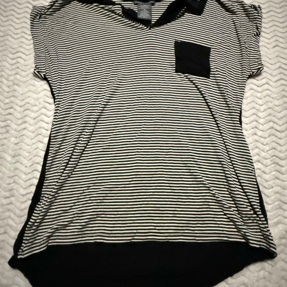 Chelsea & Theodore Black and White Striped Tee